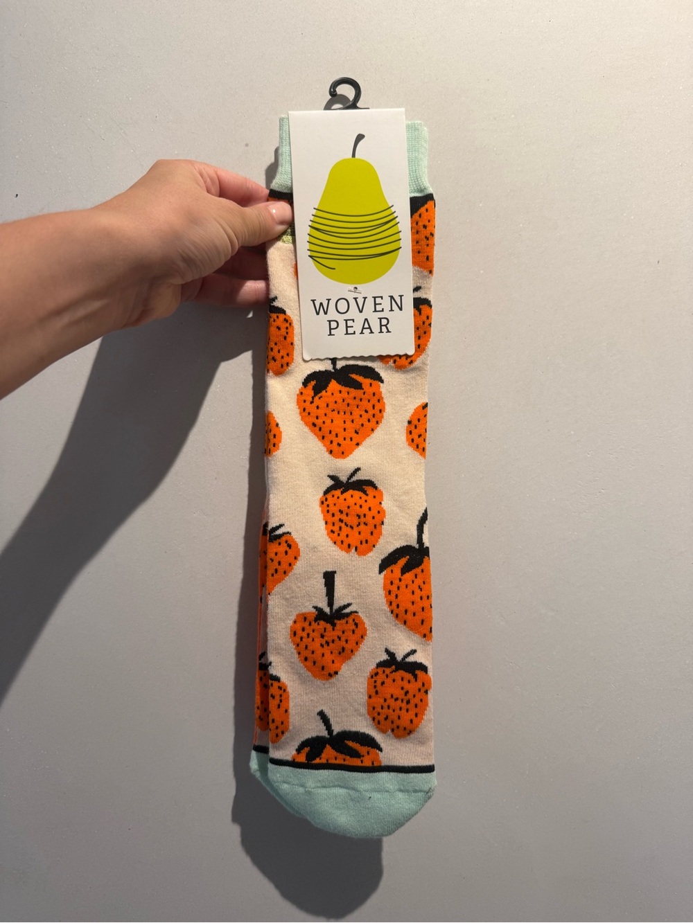 Cream & Orange Strawberry Pattern Socks